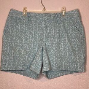 Le Tigre chino shorts dusty blue aqua pattern 5” inseam size 10
